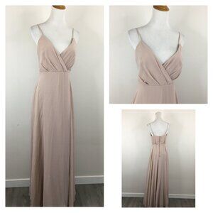 BIRDY GREY Taupe/Beige Adj Straps Lined Sweetheart Neck Bridesmaid Gown Dress
